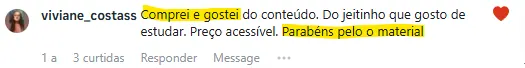 Comentário real de aluno 1